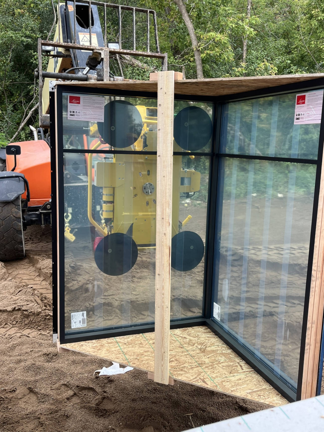 Large window panel with suction lifts ready for installation on new home project
